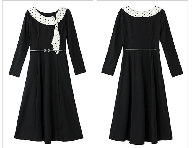 Temperament streamer collar France style dress for women