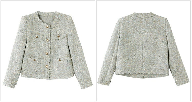 Light luxury autumn coat chanelstyle green tops for women