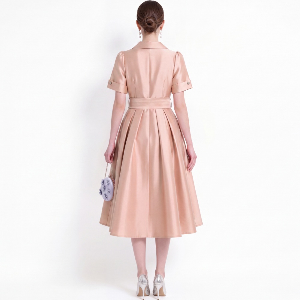 Slim elegant formal dress single-breasted pinched waist dress