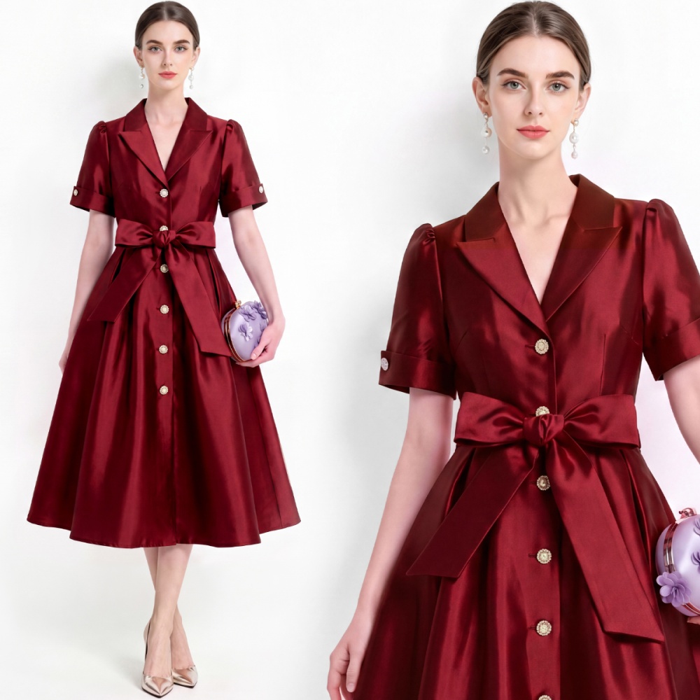 Elegant temperament formal dress satin big skirt dress
