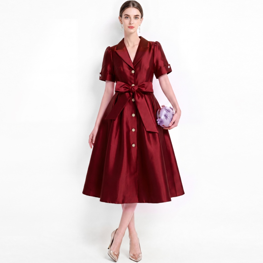 Elegant temperament formal dress satin big skirt dress