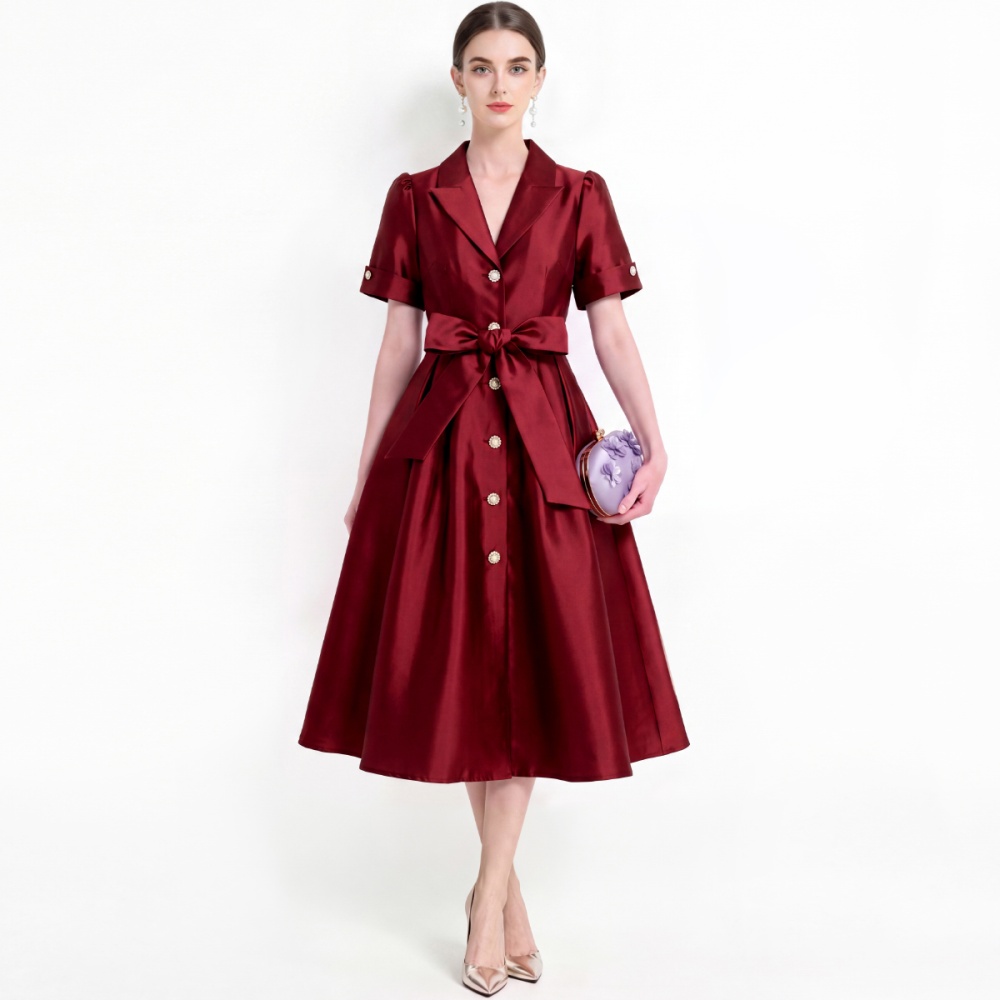 Elegant temperament formal dress satin big skirt dress