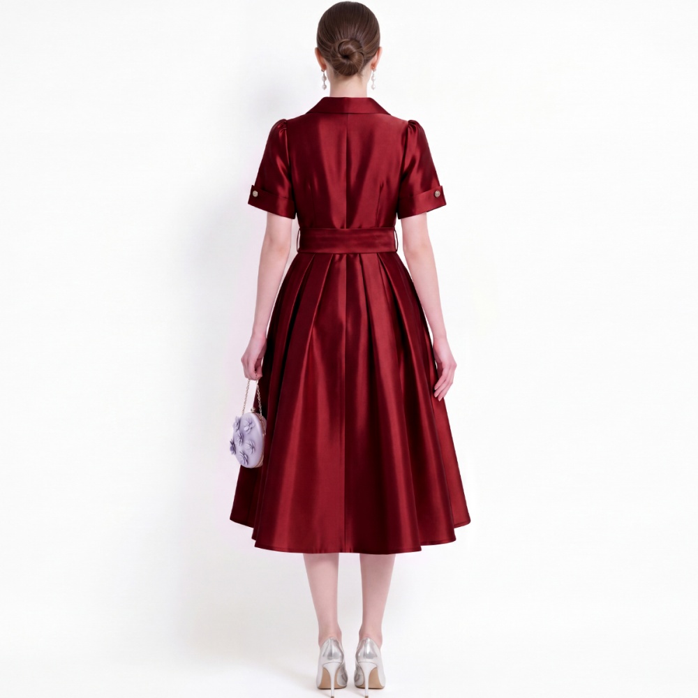 Elegant temperament formal dress satin big skirt dress