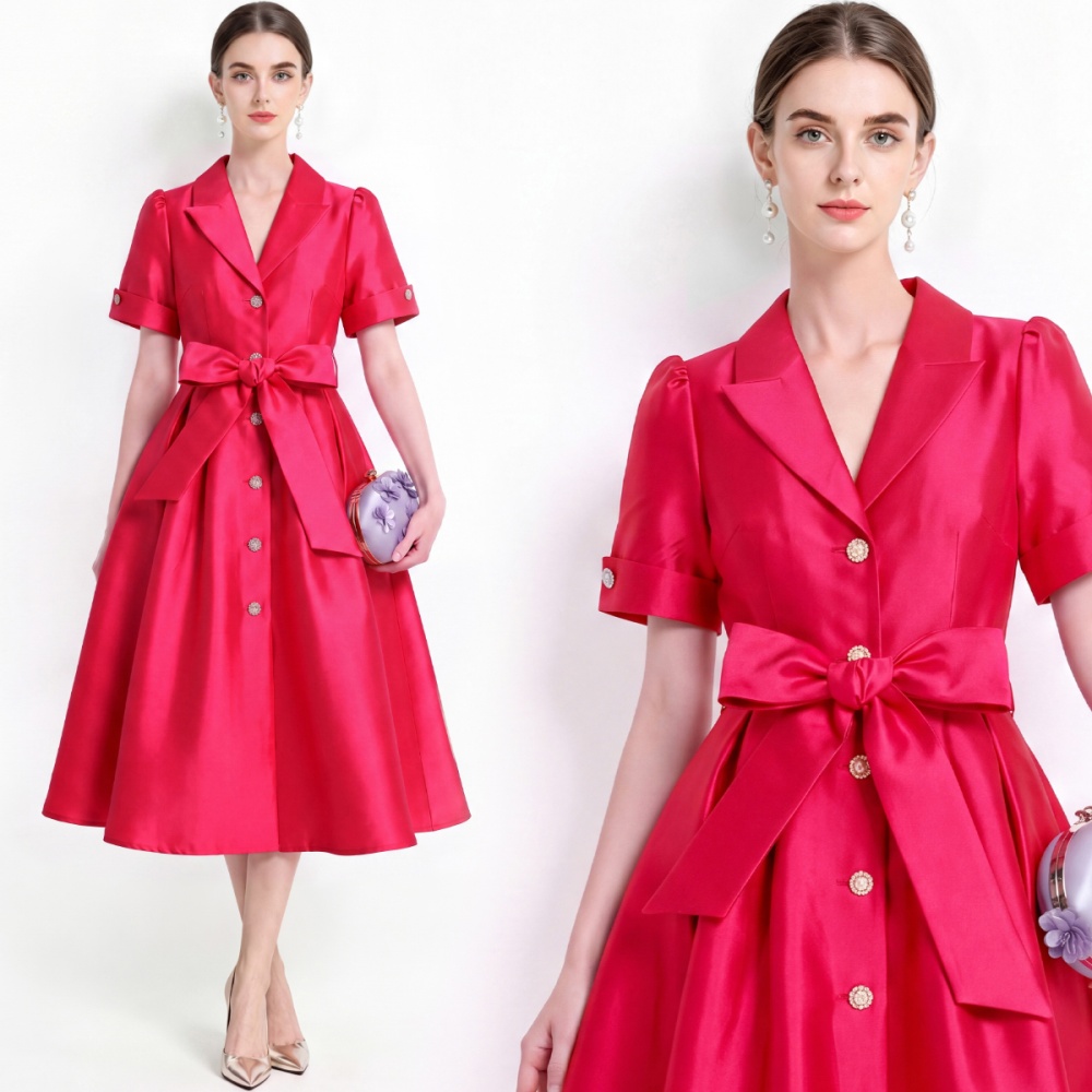Satin temperament business suit single-breasted dress