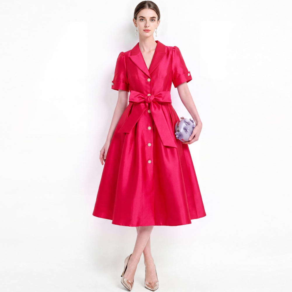 Satin temperament business suit single-breasted dress
