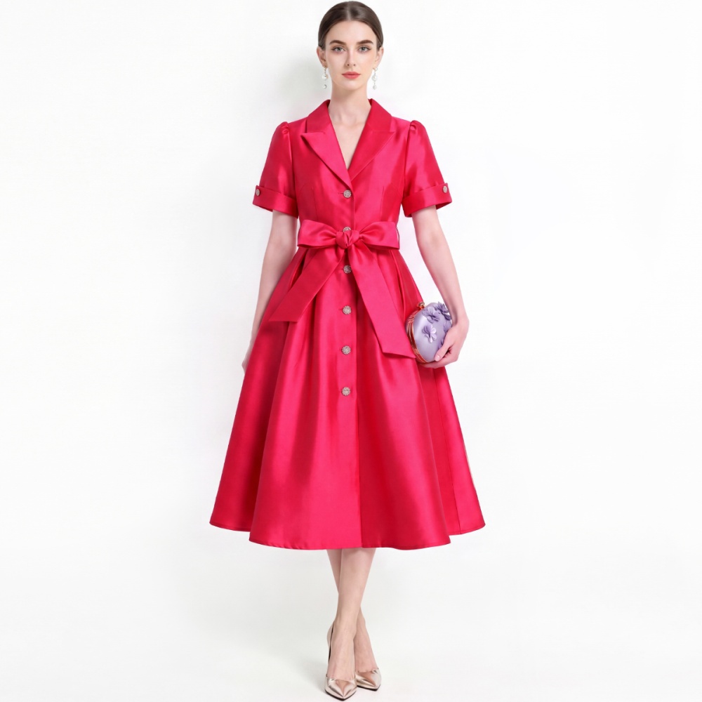 Satin temperament business suit single-breasted dress