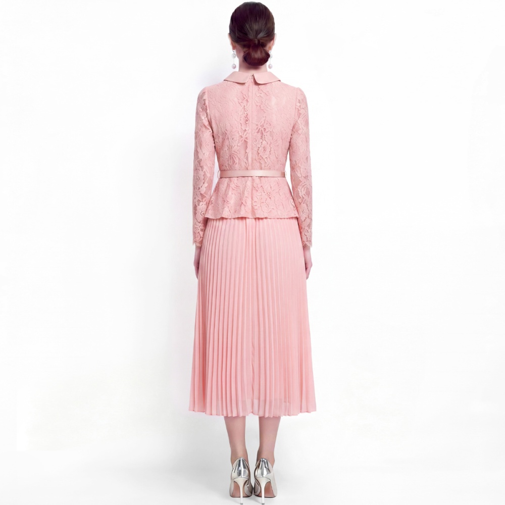 Slim lace France style Pseudo-two pleated dress