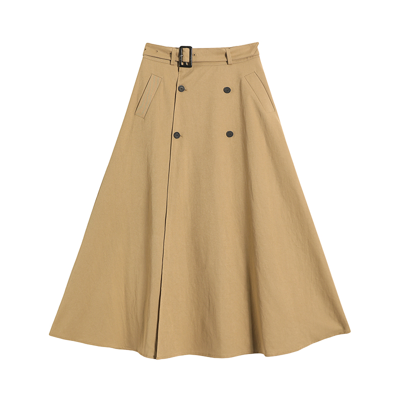 Autumn and winter big skirt pocket A-line long skirt