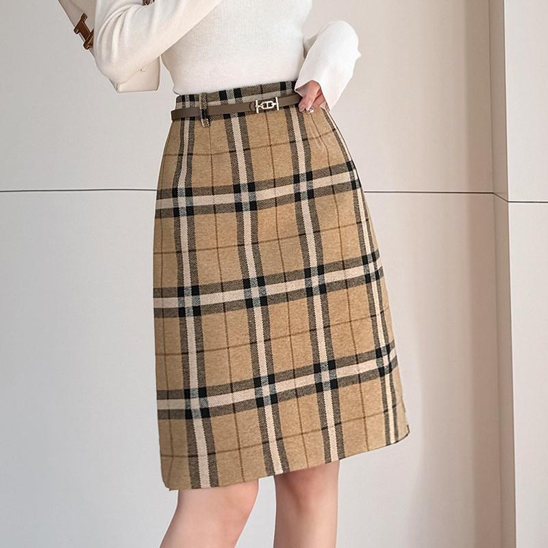Retro all-match Woolen dress temperament short skirt