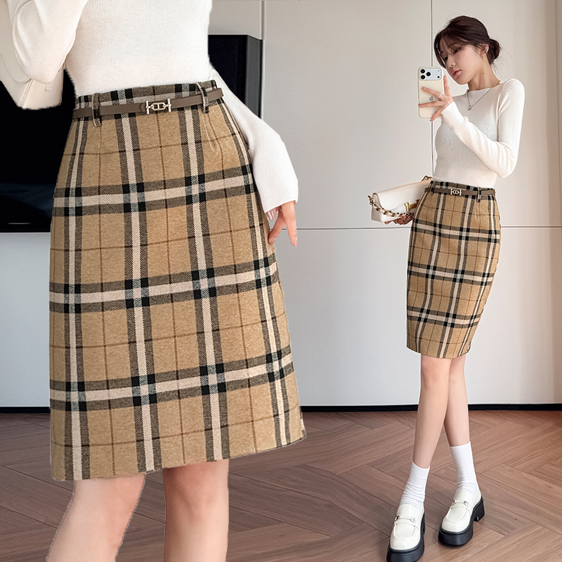 Retro all-match Woolen dress temperament short skirt