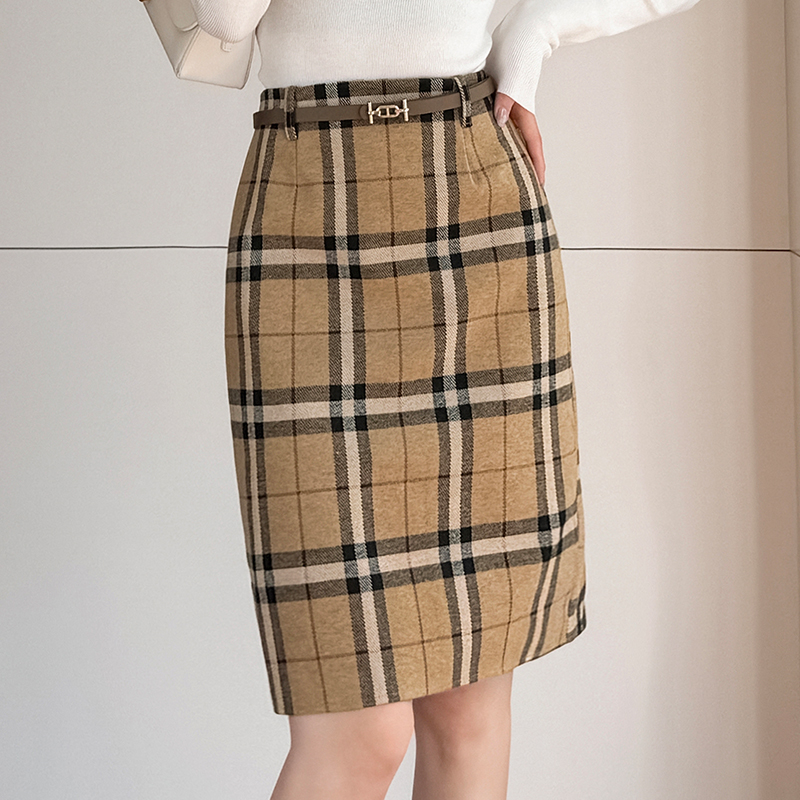 Retro all-match Woolen dress temperament short skirt