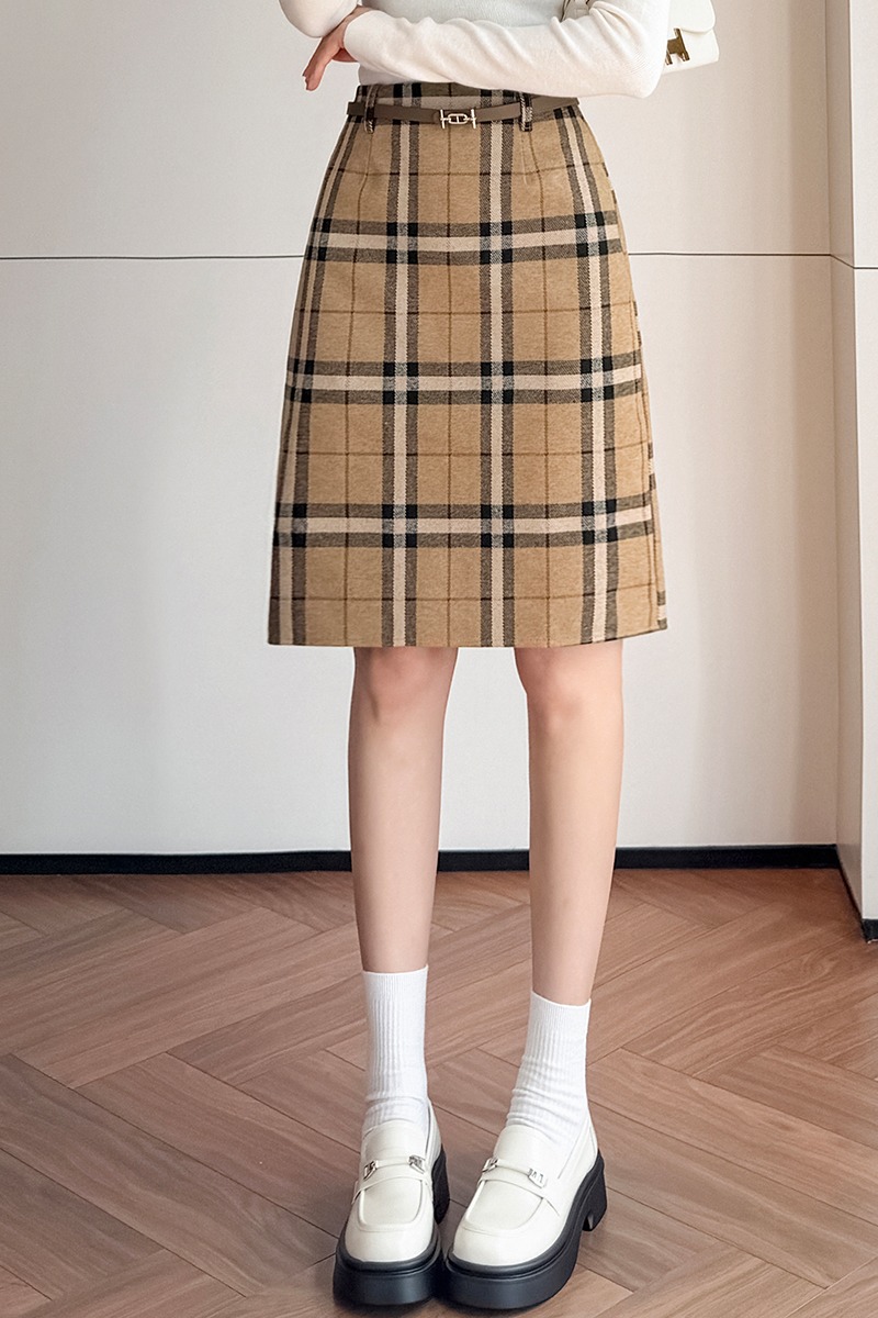 Retro all-match Woolen dress temperament short skirt