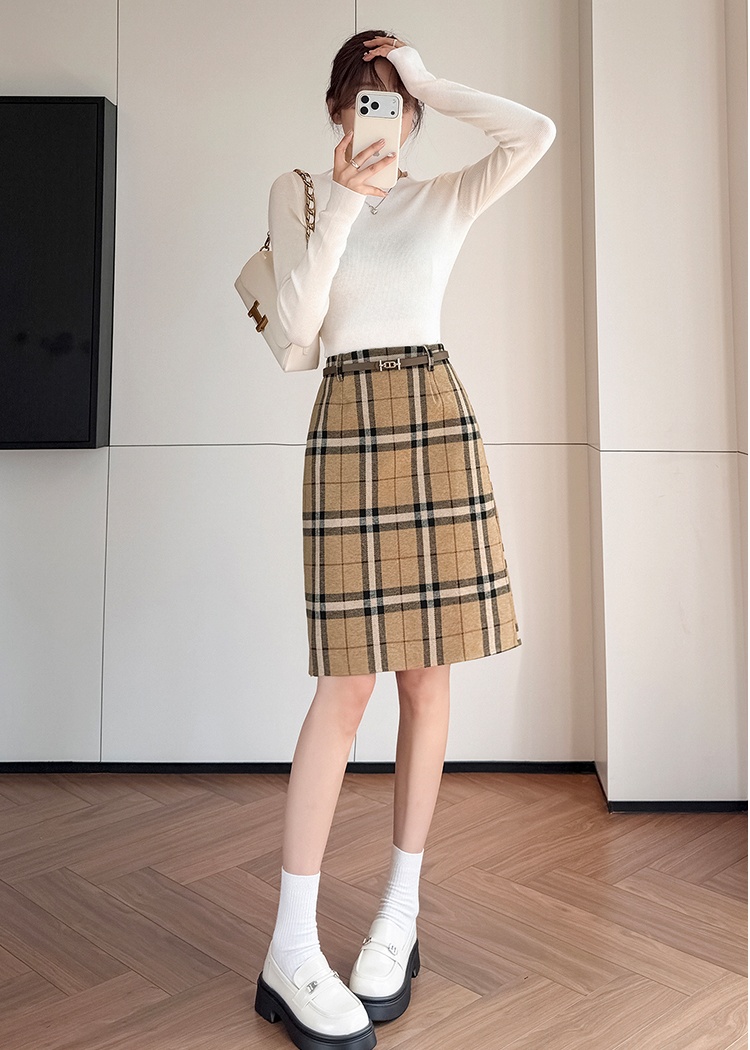 Retro all-match Woolen dress temperament short skirt