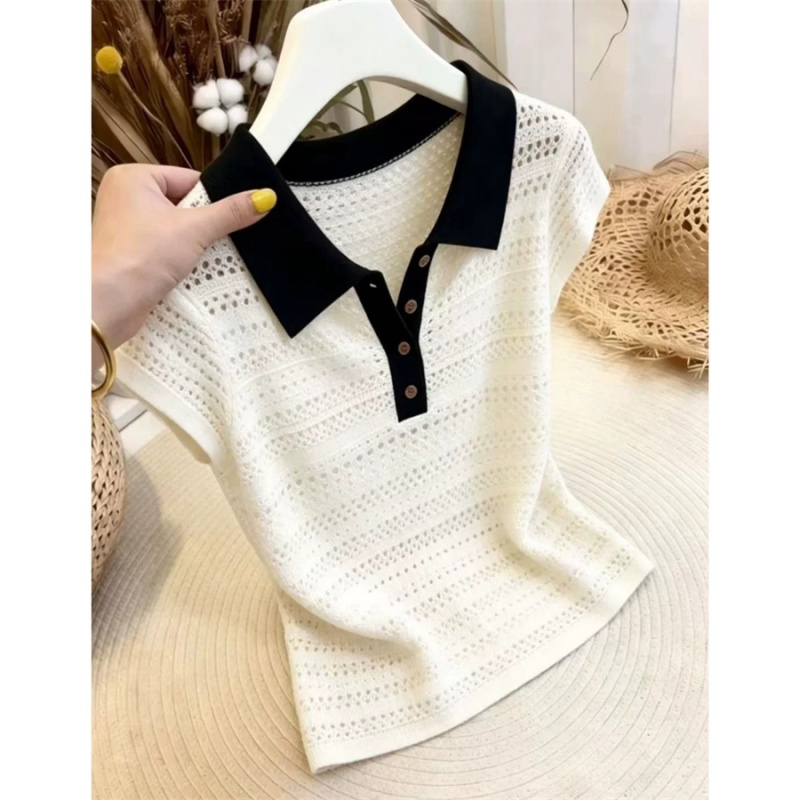 Summer Korean style T-shirt hollow tops for women