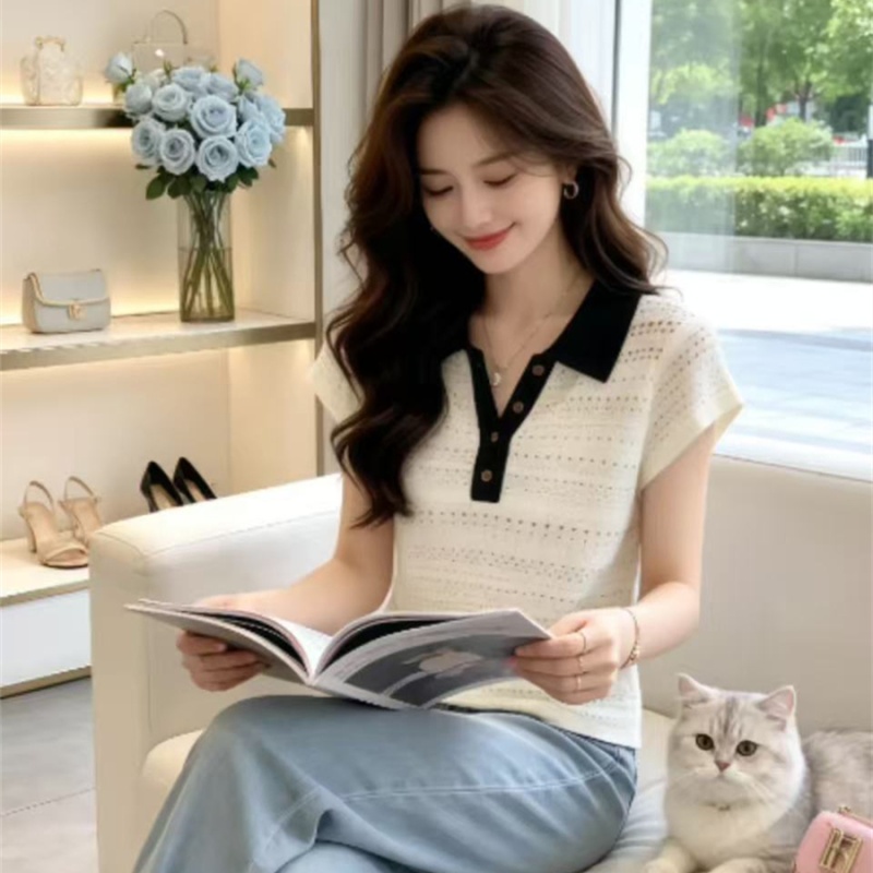 Summer Korean style T-shirt hollow tops for women