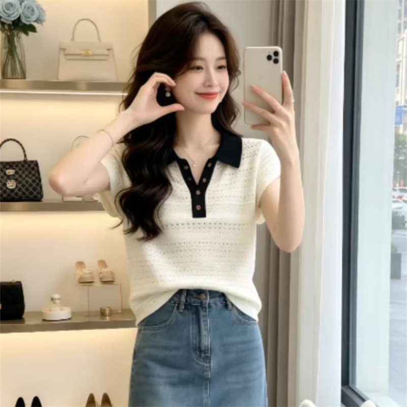 Summer Korean style T-shirt hollow tops for women