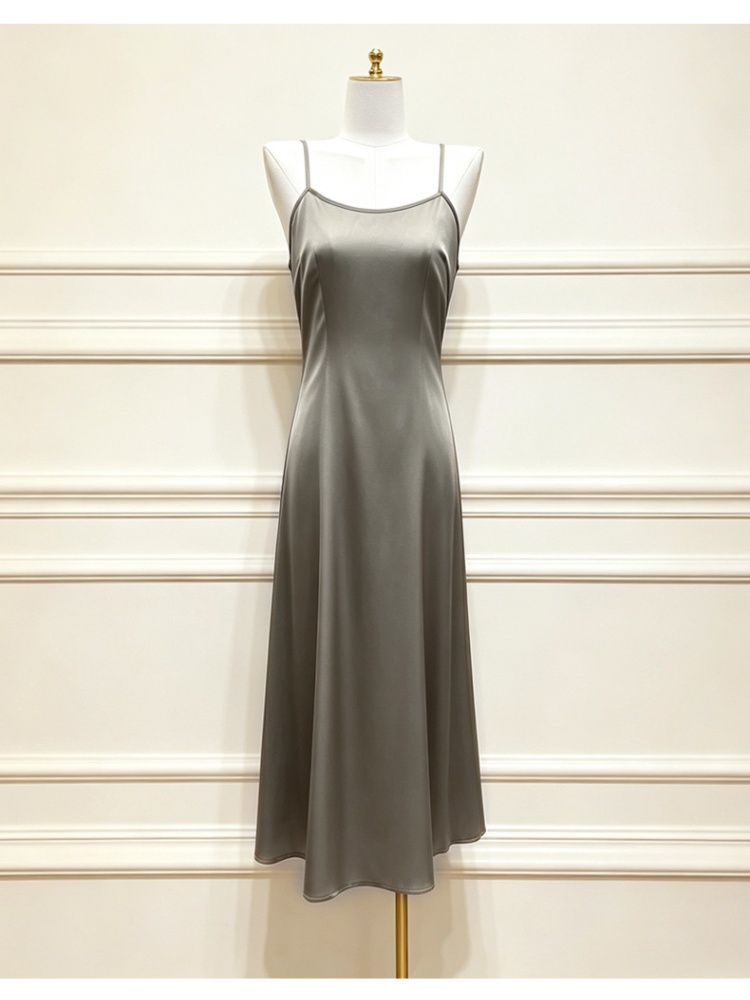 Long round neck vest printing spring and summer dress