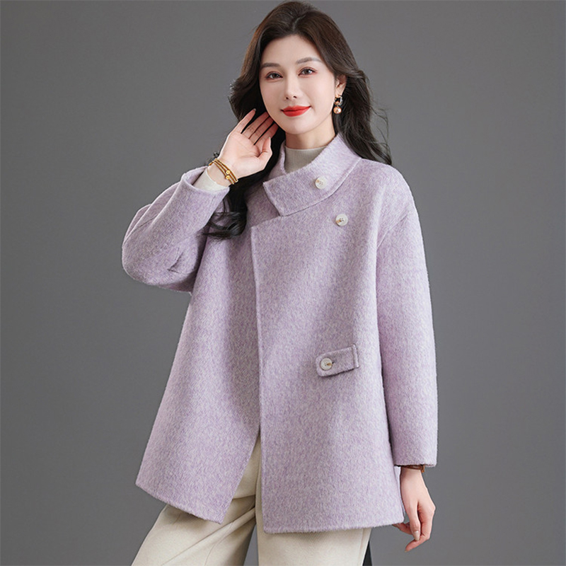 Two-sided wool overcoat small fellow woolen coat for women