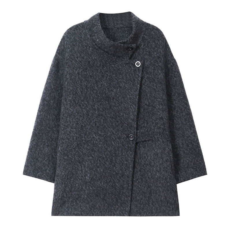 Two-sided wool overcoat small fellow woolen coat for women