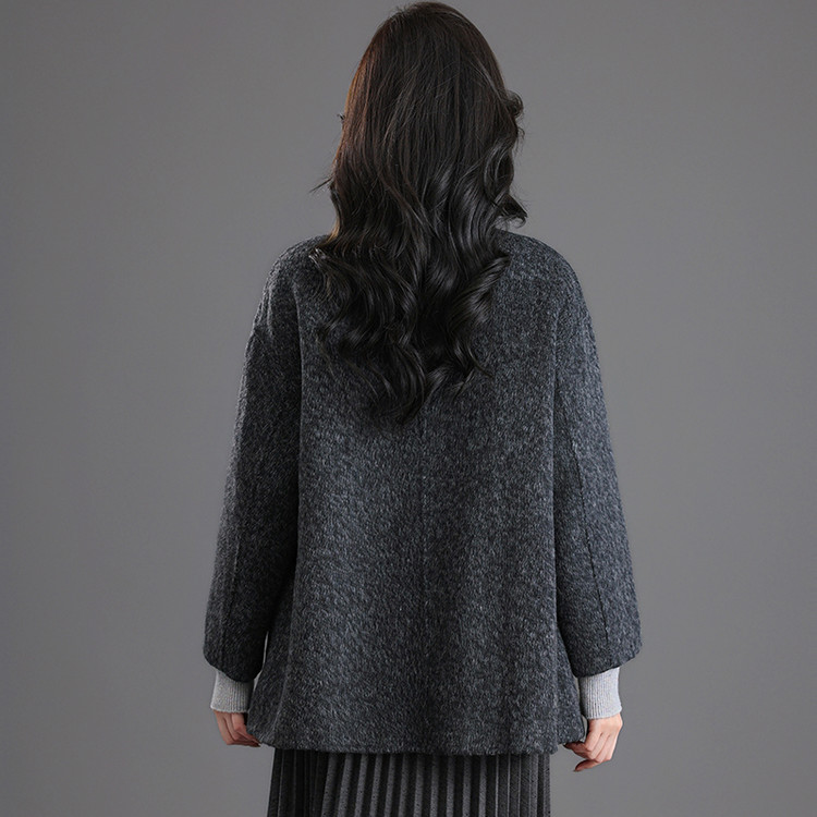 Two-sided wool overcoat small fellow woolen coat for women