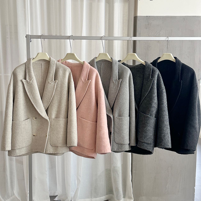 Loose wool coat small fellow overcoat for women