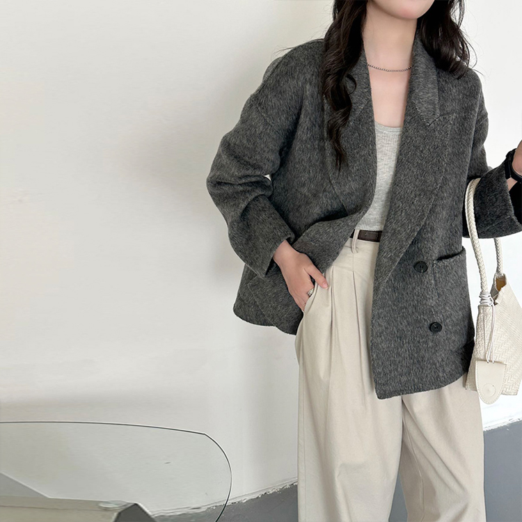 Loose wool coat small fellow overcoat for women