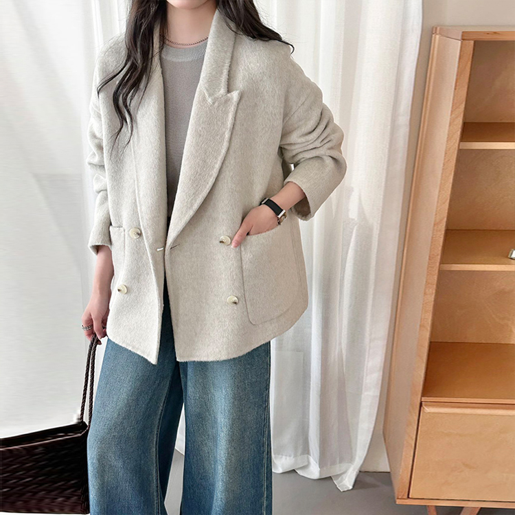 Loose wool coat small fellow overcoat for women