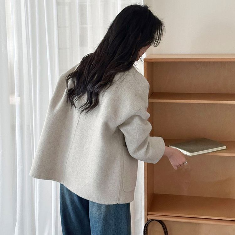 Loose wool coat small fellow overcoat for women