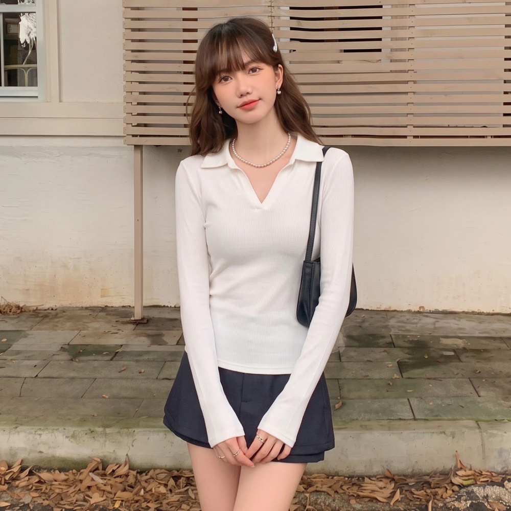 Autumn slim bottoming shirt Western style niche tops for women