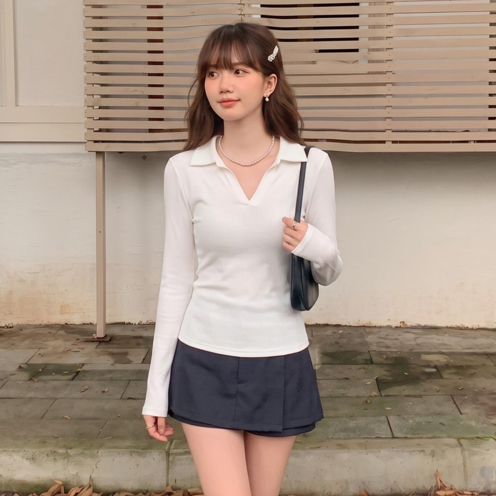 Autumn slim bottoming shirt Western style niche tops for women