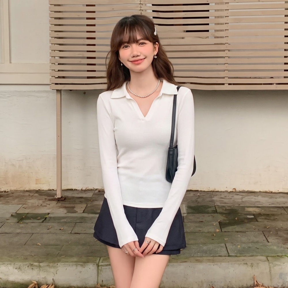 Autumn slim bottoming shirt Western style niche tops for women
