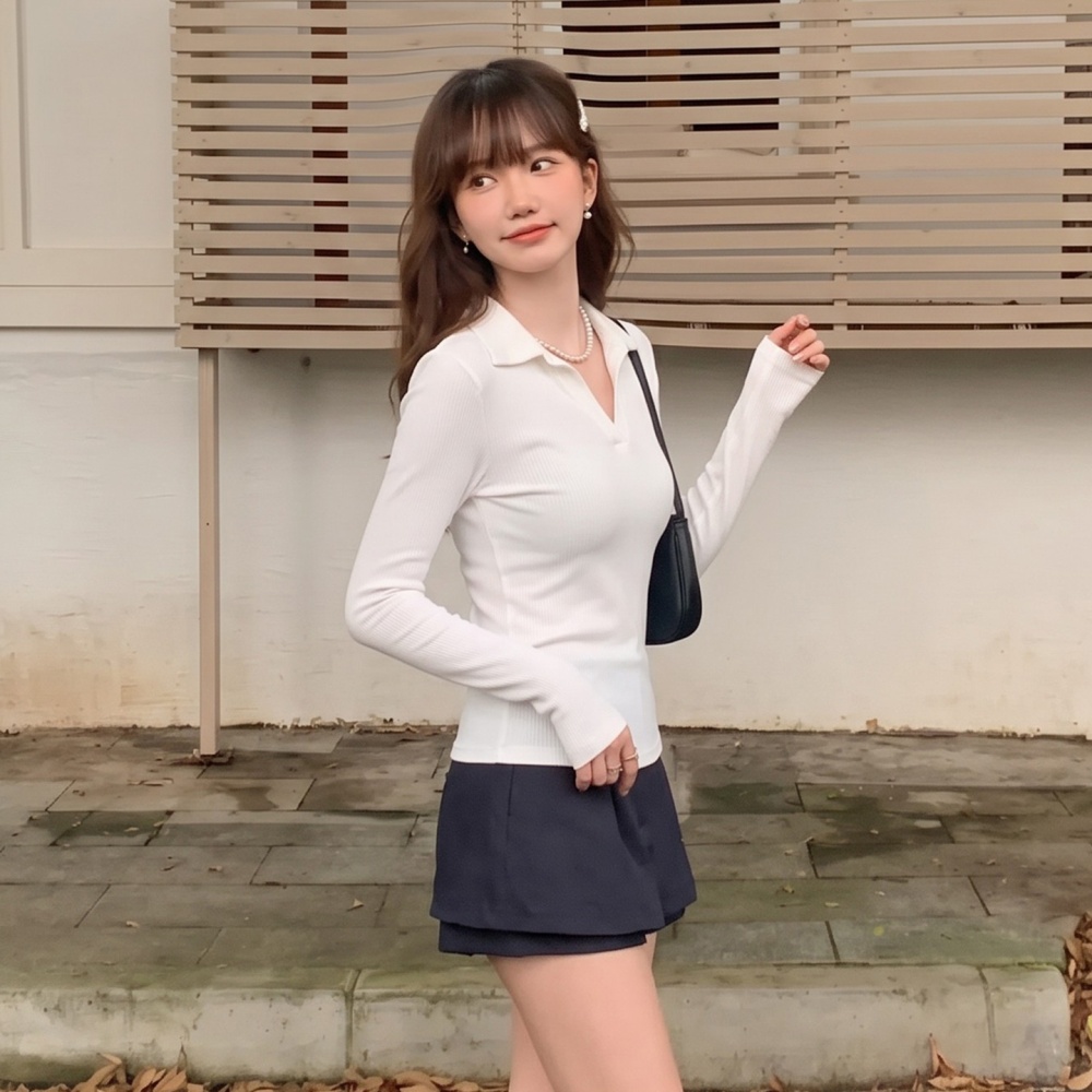 Autumn slim bottoming shirt Western style niche tops for women