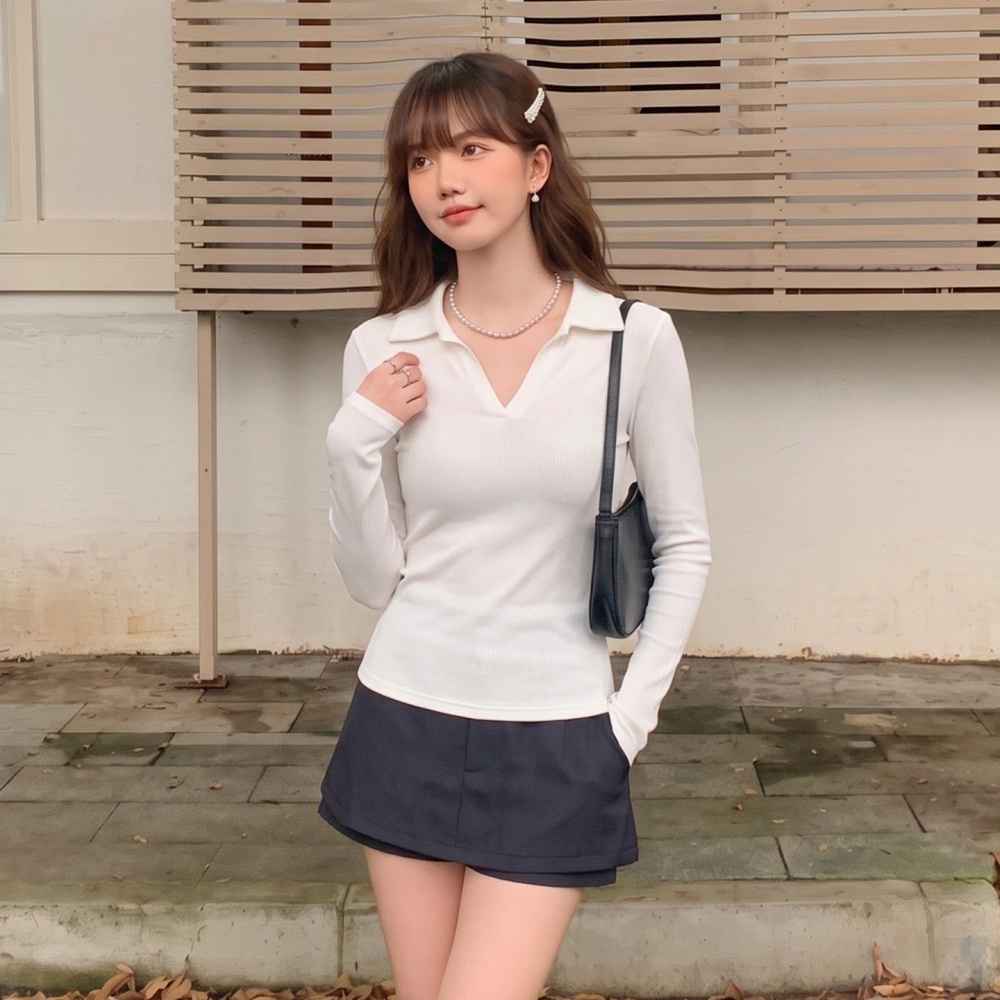 Autumn slim bottoming shirt Western style niche tops for women
