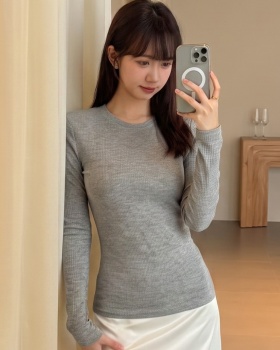 Korean style slim tops pure T-shirt for women