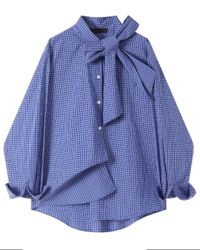 Niche long sleeve plaid tops frenum loose shirt for women