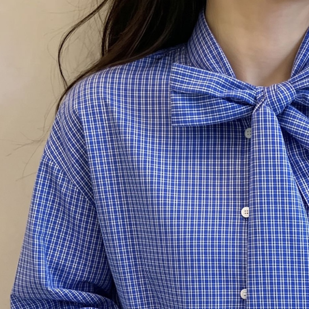 Niche long sleeve plaid tops frenum loose shirt for women