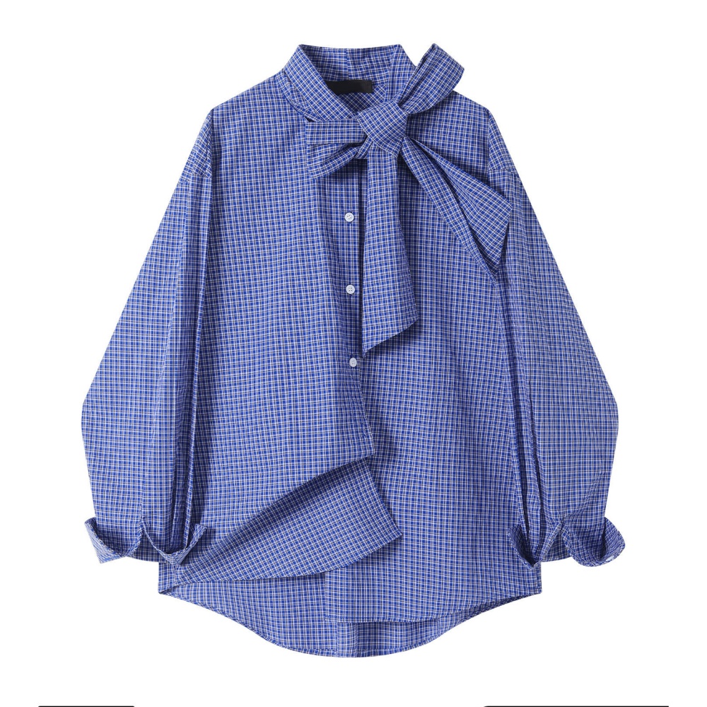 Niche long sleeve plaid tops frenum loose shirt for women
