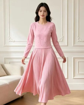 Niche light luxury beading dress for women