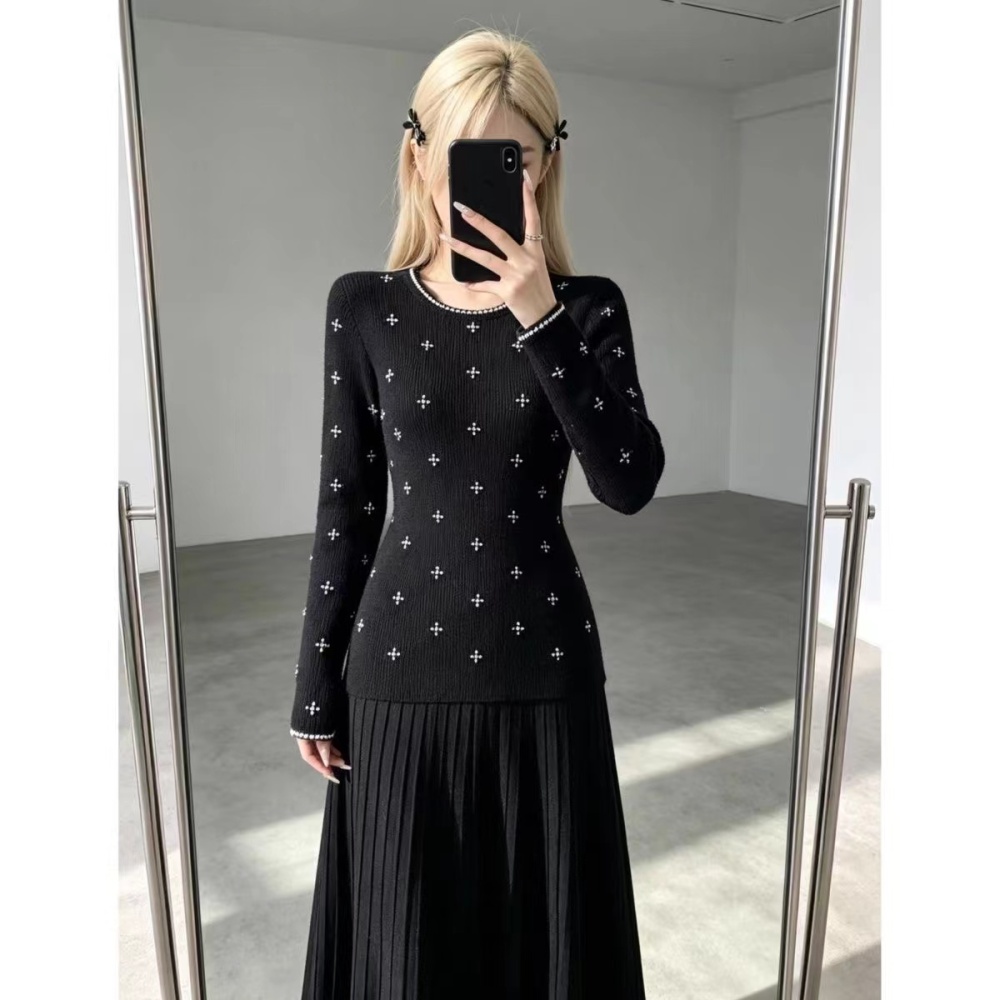 Niche light luxury beading dress for women