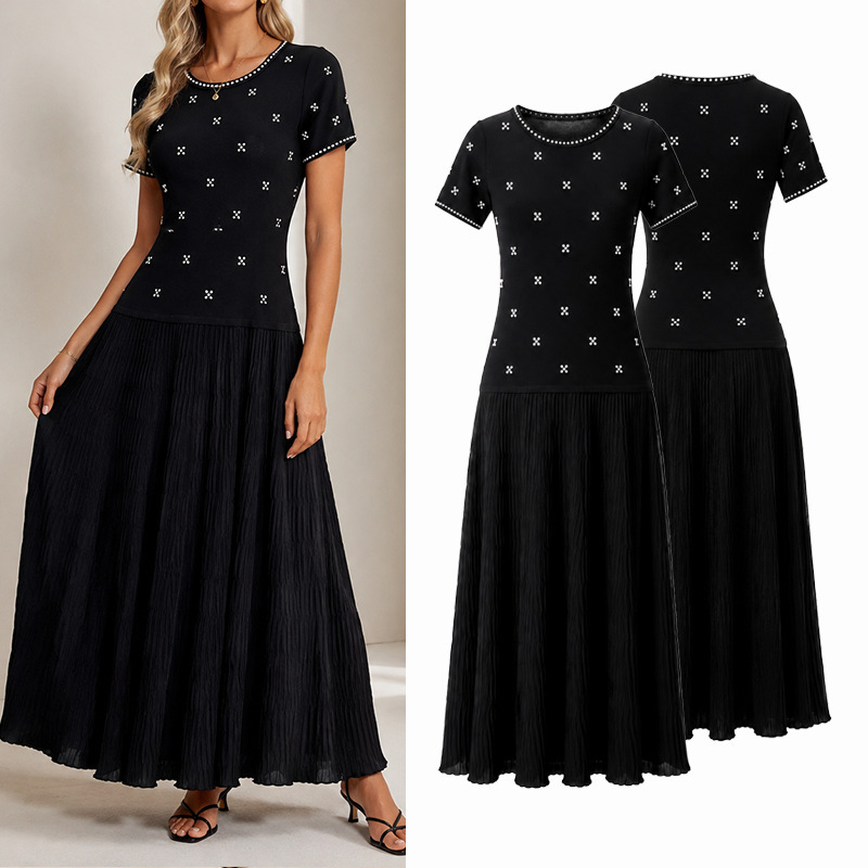 Autumn short sleeve dress spring and summer long dress