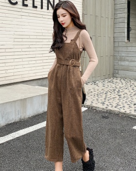 Show young Korean style bib pants fashion wide leg pants