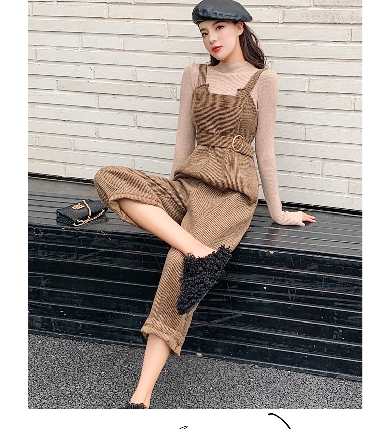 Show young Korean style bib pants fashion wide leg pants