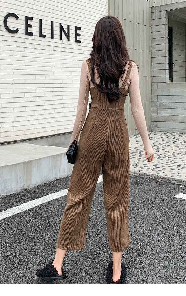 Show young Korean style bib pants fashion wide leg pants
