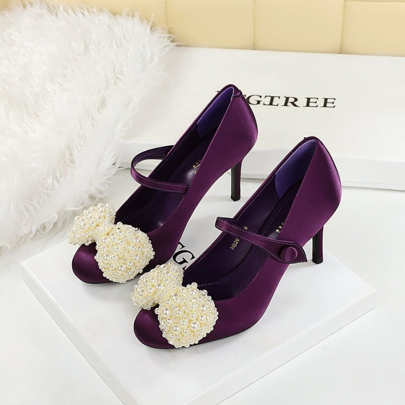 Fashion European style stilettos cingulate pearl shoes