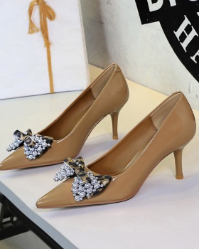 Bow pointed sexy high-heeled shoes fashion pearl shoes