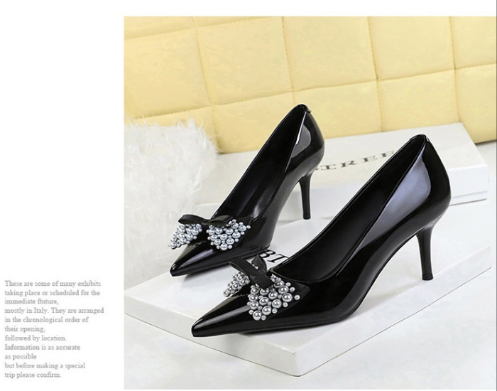 Bow pointed sexy high-heeled shoes fashion pearl shoes