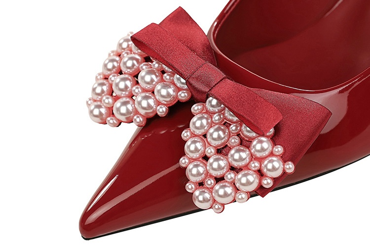 Bow pointed sexy high-heeled shoes fashion pearl shoes