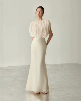 Temperament mermaid long dress lace splice dress