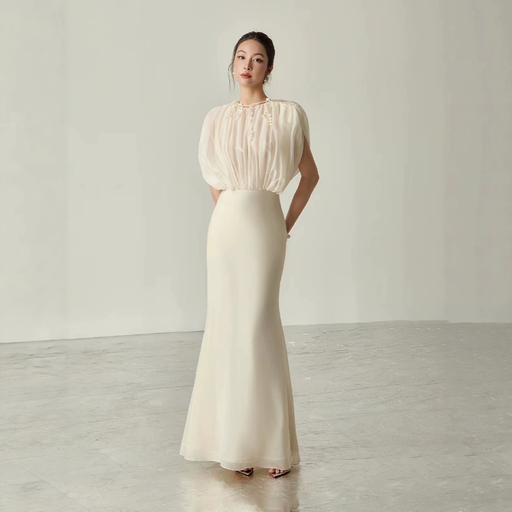 Temperament mermaid long dress lace splice dress