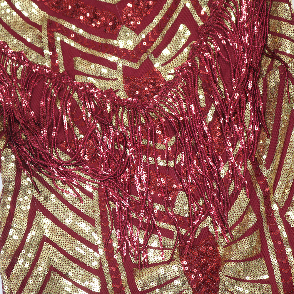 Tassels round neck fashion slim sequins European style dress